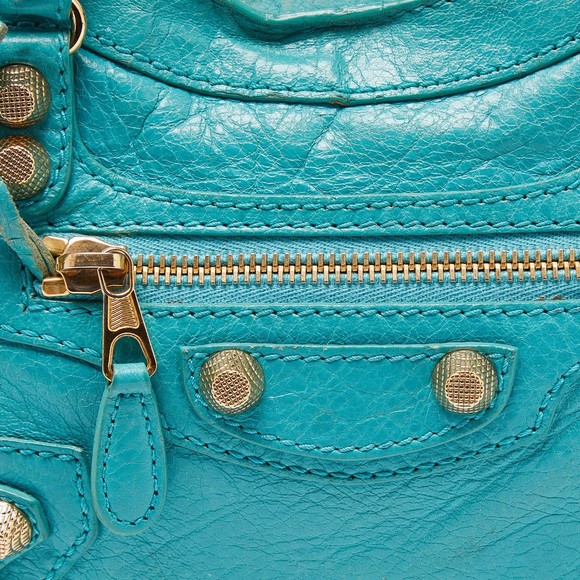 BALENCIAGA Bleu Tropical Leather Mini Classic City Bag - Picture 6 of 8